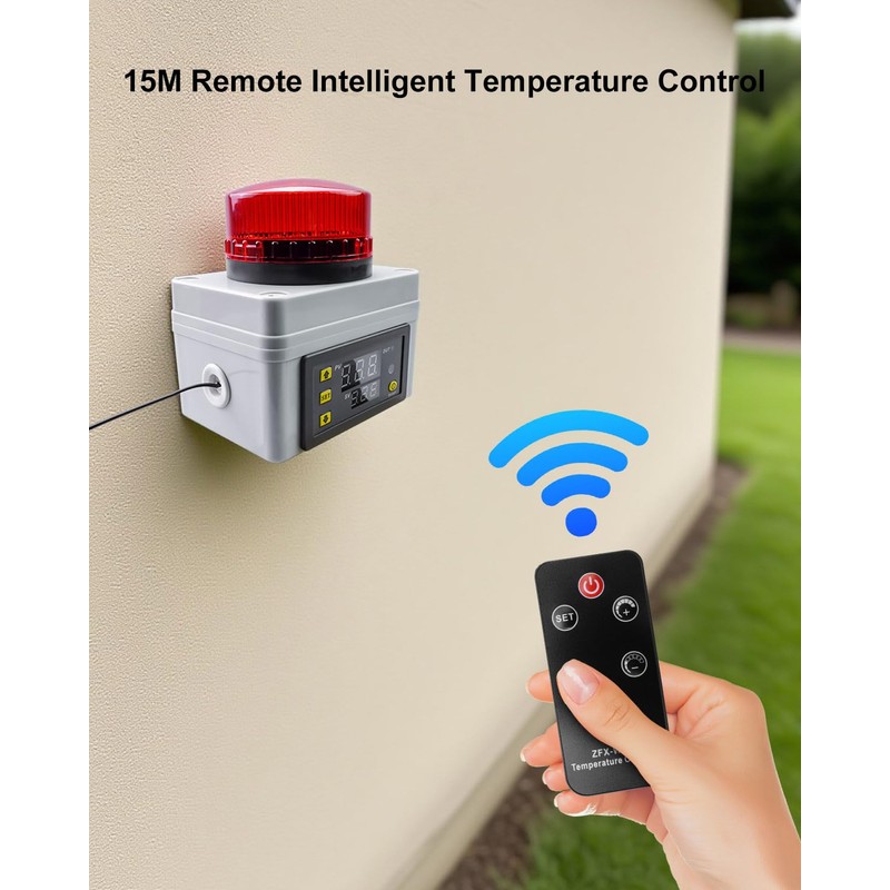 12V 120DB Loud Freezer Alarm with LED Flash, Remote Control