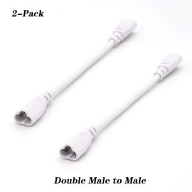 T5 T8 LED Tube Connector Cable Wire 8.5inch Double Male to Male End Extension Cord for Integrated LED Fluorescent Tube Light Bulb Lamp Holder Socket(2-Pack 3Pin Male)