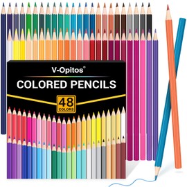 V-Opitos 48 Pack Colored Pencils Set, Pre-sharpened Coloring Pencils for Kids Beginners, Colored Pencils for Adult Coloring Books, Ideal Art Supplies for Sketching, Coloring & Painting