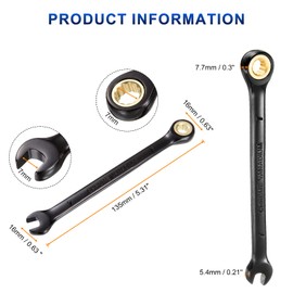 sourcing map Ratcheting Spanner 7mm Metric Open End Wrench 72-Teeth CR-V Steel 12 Point Nickel Plated Combination Ratchet Wrench for Fasteners Nut Bolt