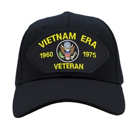 PATCHTOWN US Military - Vietnam Era Veteran Hat/Ballcap Adjustable One Size Fits Most (Black, Standard (No Flag))