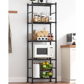 Sakugi Storage Shelves - 3 Tier Shelf Organizer, Heavy Duty Garage Shelving Unit with Leveling Feet, Stable Metal Shelves Organizer for Pantry, Kitchen and Closet, 33.0" W x 12.6" D x 30.4" H, Black