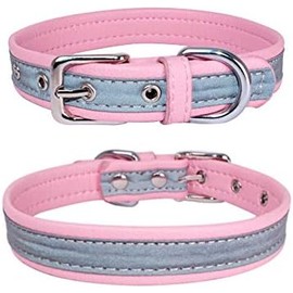Collar reflectante para cachorro, perro y gato, más seguro por la noche, color rosa, talla S