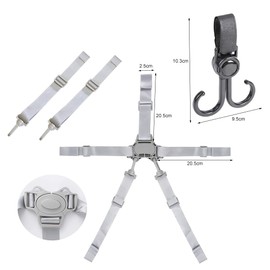 Harness for High Chair, Safety Belt, Harness for Highchair Harness, 5 Points Safety Belt, Universal High Chair Harness, Suitable for Highchairs, Prams, Pushchairs