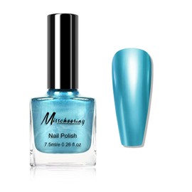 KYDA Blue Metallic Nail Polish, Bright Metal Mirror Nail Polish, Lasting High Shine Finish Nail Art Polish, Gorgeous Reflective Manicure Nail Lacquers, 0.26 fl oz, #10