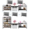 Simple Trending 3 Tier Stackable Shoe Rack, Expandable Adjustable Fabric