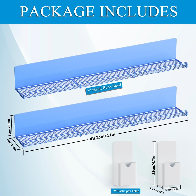 DTUQYX Metal Magnetic Book Shelf: Book Display Shelf 2 Pack
