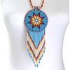 Native Style Beaded Necklace Earrings Set with Large Rosette Pendant