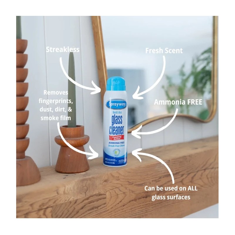 Sprayway Glass Cleaner, 19 fl oz, Ammonia-Free, Streak-Free Foaming Action