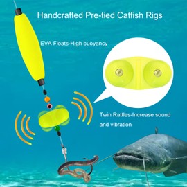 SIWRIOM Catfish Rigs Catfish Float Rigs 6PCS Catfishing (A-Double Rattle-7/0 Hook * 6PCS)