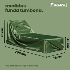 DICAPA Garden Lounger Cover (200 x 75 x 70 cm) Outdoor Waterproof Sun Lounger Covers (Green) Garden Hammock Cover