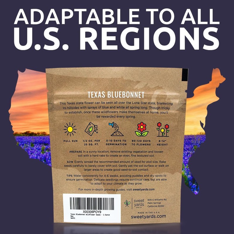 Texas Bluebonnet Wildflower Seeds - Bulk 1/2 Ounce Packet -