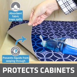 Drymate- Premium XL Under The Sink Mat (24 X 59), Cabinet Protection Mat, Shelf Liner Absorbent/Waterproof/Slip Resistant Machine Washable, Durable () (Indigo)