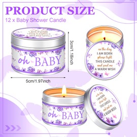 Funtery 12 Pcs Baby Shower Favors for Guests Baby Shower Candles Baby Shower Decorations Floral Lavender Scented Candles Gender Reveal Candle Rustic Tealight Candle Baby Shower Return Gift(Rose)