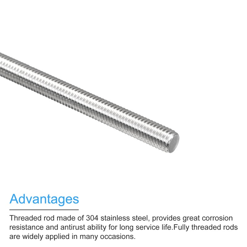 sourcing map Fully Threaded Rod M8 x 300mm 1.25mm Thread
