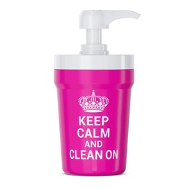 PumpCup Portable Hand Sanitizer Dispenser for Car Cup Holders (Keep Calm Pink)