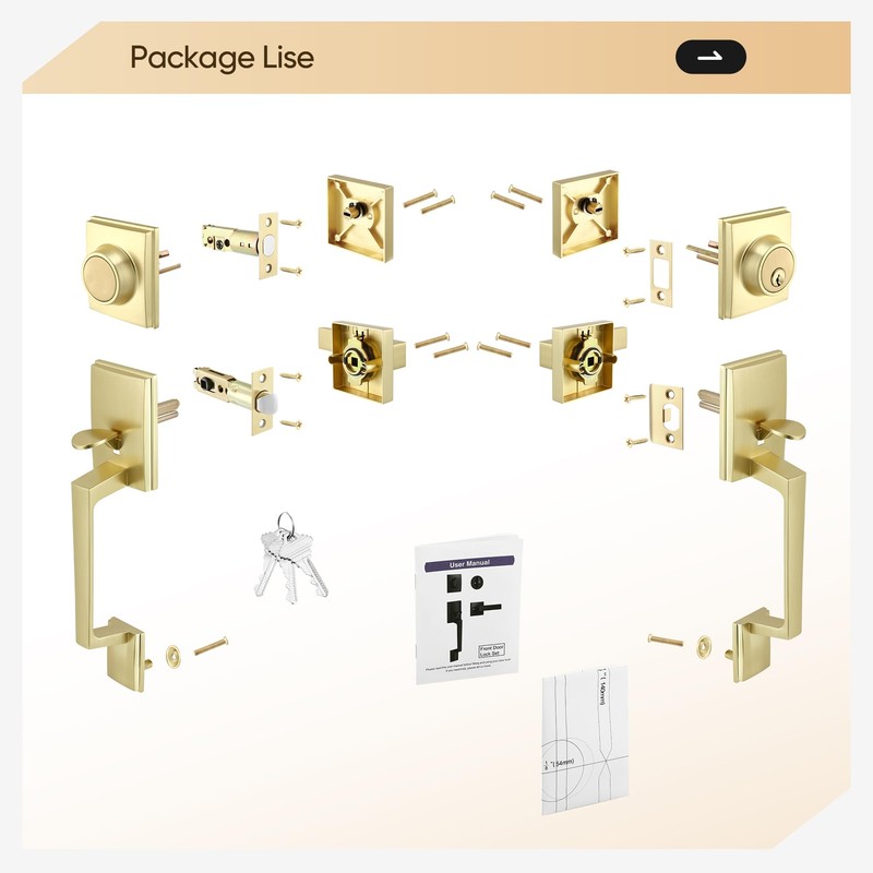 Leydebong Double Door Handle Set with Lock, Heavy Duty Lever