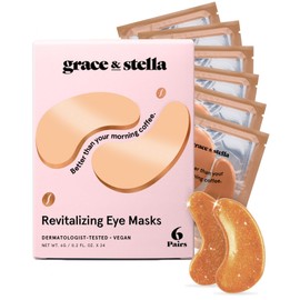 grace & stella Caffeine Under Eye Patches - Awakening Eye Patches for Puffy Eyes and Dark Circles - Under Eye Mask Patches with Niacinamide & Hyaluronic Acid - Vegan, Cruelty-Free (Bronze, 6 Pairs)