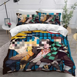 Anime Bedding Sets, Duvet Cover Pillow Case Anime Characters 3D Print Kawaii Anime Bedding, Quilt Cover + Pillowcase, Polyester, Bedroom Decoration (Twin)