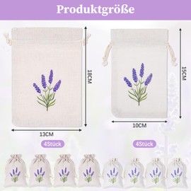 Pack of 8 Lavender Bags, Empty Lavender Bags for Filling, Linen and Cotton Fabric Bags for Lavender, Scented Bags for Filling, Refillable Bags