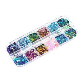 Ipetboom 12-Count Chameleon Nail Powder Glitter Sparkling Sequins for Nail Art Vibrant Easy DIY Manicure Decor