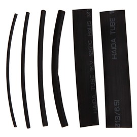 MC POWER - Schrumpfschlauch-Set | 100-teilig in Sortimentsbox, schwarz, 6 Größen vorgeschnitten à 10 cm, in praktischer Sortimentsbox – ideal für Kabelschutz und Isolierung