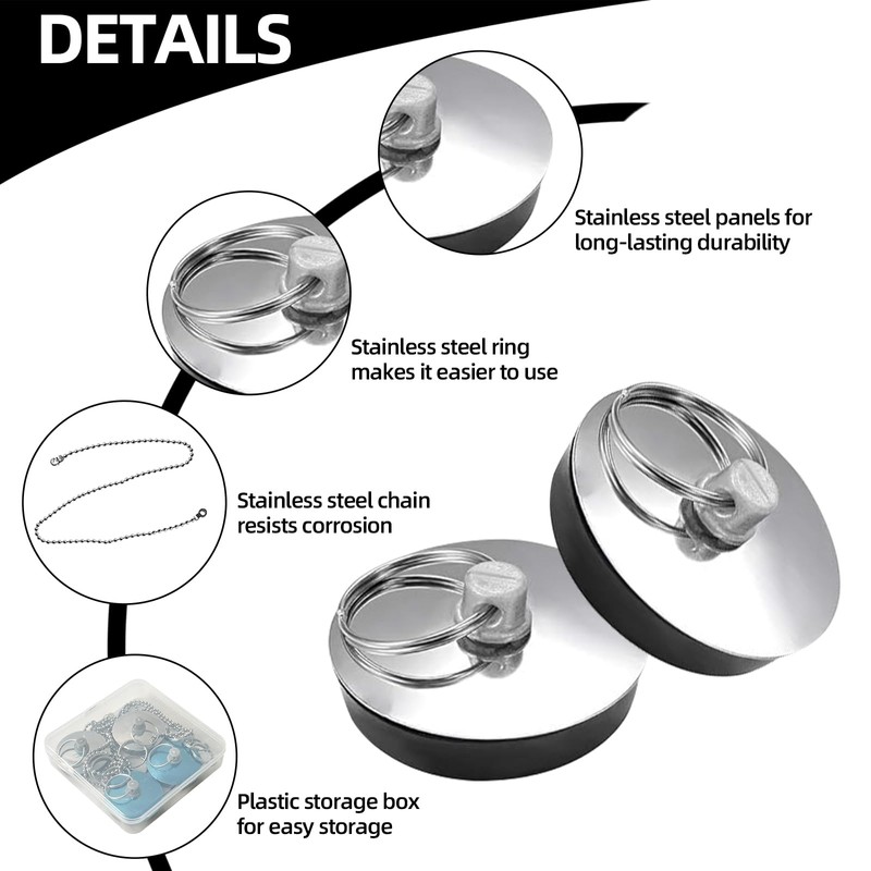 FINEASY 4 PCS Universal Sink Plug, Kitchen Plug for Sink,