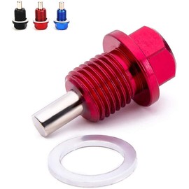 Magnetic Oil Drain Plug Magnetic Sump Drain Nut Oil Drain Bolt (12x1.25,Red)
