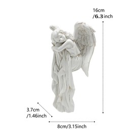 JARPSIRY Sleeping Angel Statue Door Corner Decor, 6.3 Inch Tall Resin Angel Figurines Door Frame Decoration, Guardian Angel Sculpture Door Sitter for Home Window Cabinet Edge Ornaments Gift (Left)
