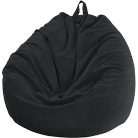 Chickwin - Bean Bag Chair Cover, Corduroy Bean Bag Chair Without Filling - For Outdoor and Indoor Relaxation, Lounge Chair, Bedroom Cushion - Black - 100 x 120 cm