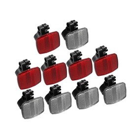 BULLSPANN 10pcs Bicycle Front Rear Reflector Kit Mountain Bike Safety Warning Reflector Handlepost Seatpost for Night Cycling Red and White