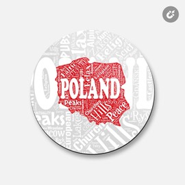 Unbranded Poland Map Word Cloud Travel | 4'' X 4'' Round Decorative Magnet