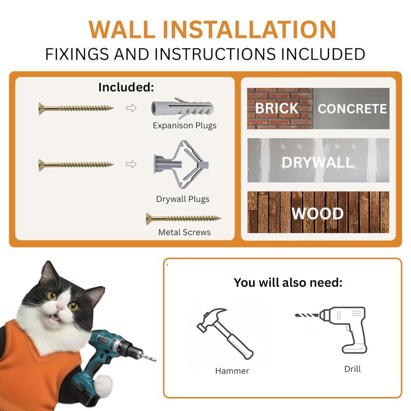 INICIO Cat Wall Shelves - Modern and Durable 3 Step