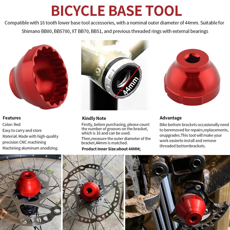 YTSMFL BBT-69.2 Bottom Bracket Removal Tool, 16-Notch 44mm External Drive