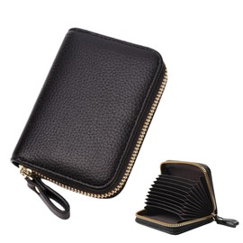 Credit Card Holder for Men and Women, Credit Card Holder, Leather, RFID Protection, 11 Compartments, Card Holder, Zip Case, Wallet