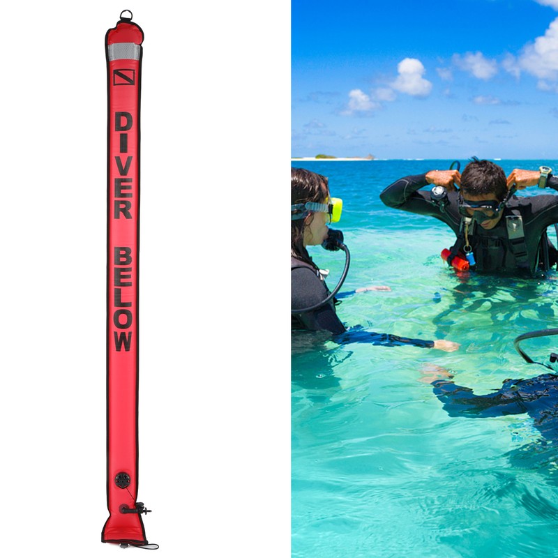 180x15cm Scuba Diving Surface Marker Buoy High Visibility Inflatable Surface