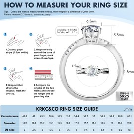 KRKC&CO Moissanite Promise Rings for Women, 1.0-2.0 CT 4-Prong Petite Twisted Vine Simulated Engagement Rings, D Color VVS1 Clarity White Gold Bridal Rings(Solitaire - 1.0CT - 6)
