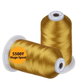Simthread Embroidery Thread 5500 Yards Brass 328, 2 Huge Spools 40wt Polyester for Brother, Babylock, Janome, Singer, Pfaff, Husqvarna, Bernina Machine