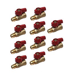 EZ-Fluid Plumbing Brass Gas Shut Off Ball Valve, 3/4" FIP x 5/8" OD Flare Thread, Heavy Duty, Quarter Turn, Indoor & Outdoor Appliances (10 Pack)