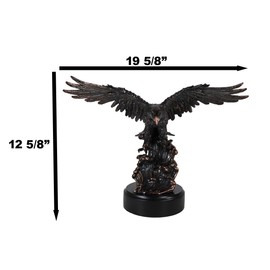 Ebros Gift 19.5" L Wings of Glory Heraldic Bald Eagle Swooping Down with Bared Talons Into Ocean Sea Waves Figurine in Bronze Electroplated Resin Finish with Museum Gallery Base Stand