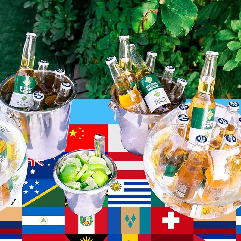 Runmeihe 3 Pack Plastic Rectangle International World Flag Table Cloth,