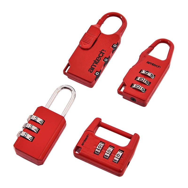 Amtech T1143 Combination Padlock Set, 4-Piece