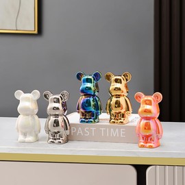 ELEGANTZ Teddy Bear Beautiful Ceramic Pieces Set of 5 - Modern Shelf Decorations – Centerpiece Table Decorations for Living Room, Coffee Table, Office – Elegant Home Decorations – Ornaments Home Decor