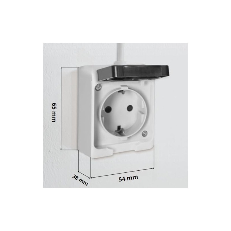 Miratic Surface-Mounted Socket IP54 - Wet Room Socket with Switch,