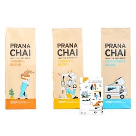 Prana Chai 3 Flavor Sampler - Masala Original Chair, Turmeric Blend, Peppermint