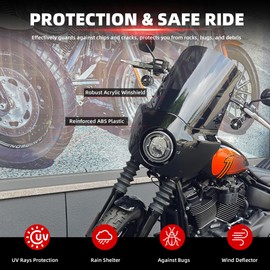 FATECIM Motorcycle 5.75" Headlight Fairing with 15" Smoke Windshield Windscreen & 35-41mm Mounting Hardware For Harley 86-15 Sportster 1200 Iron 883 XL883N Sportster 1100