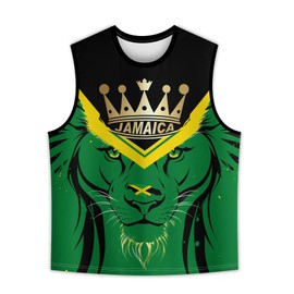 BJQ Men's Jamaica Lion Tank Top Jamaican Flag Graphic Printed Vest Shirt Quick Dry Sleeveless Vest Sports Gym Fitness Tank Top