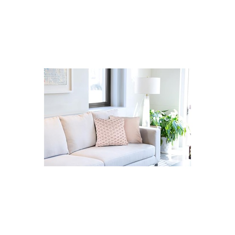 Emma Barclay Lush Luxury Faux Rabbit Fur Cushion Cover (Blush