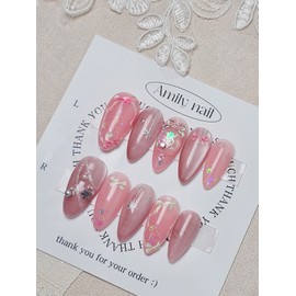 Laura [Handmade Nail Tips] Emily Nail - Short Almond / 로라 [수제네일팁] 에밀리네일 - 숏아몬드