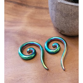 Zaya Body Jewelry Pair 8g 3mm Rainbow Steel 0g 2g 4g 6g 8g Ear Plugs Tunnels Tapers Pinchers Horseshoes Gauges Hangers Septum (8g 3mm)